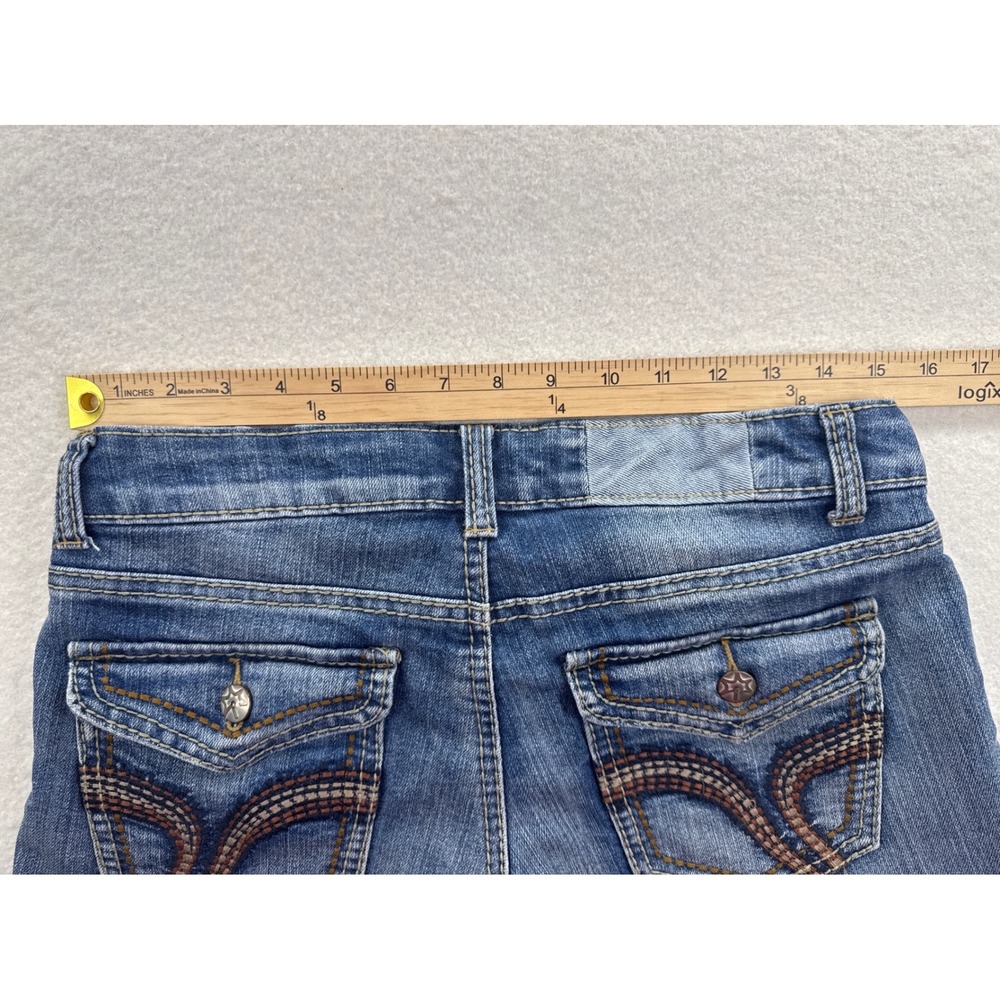 Y2K Vanilla Star Low Rise Denim Shorts McBling Embroidered Flap Pocket Sz 9 - Picture 4 of 11